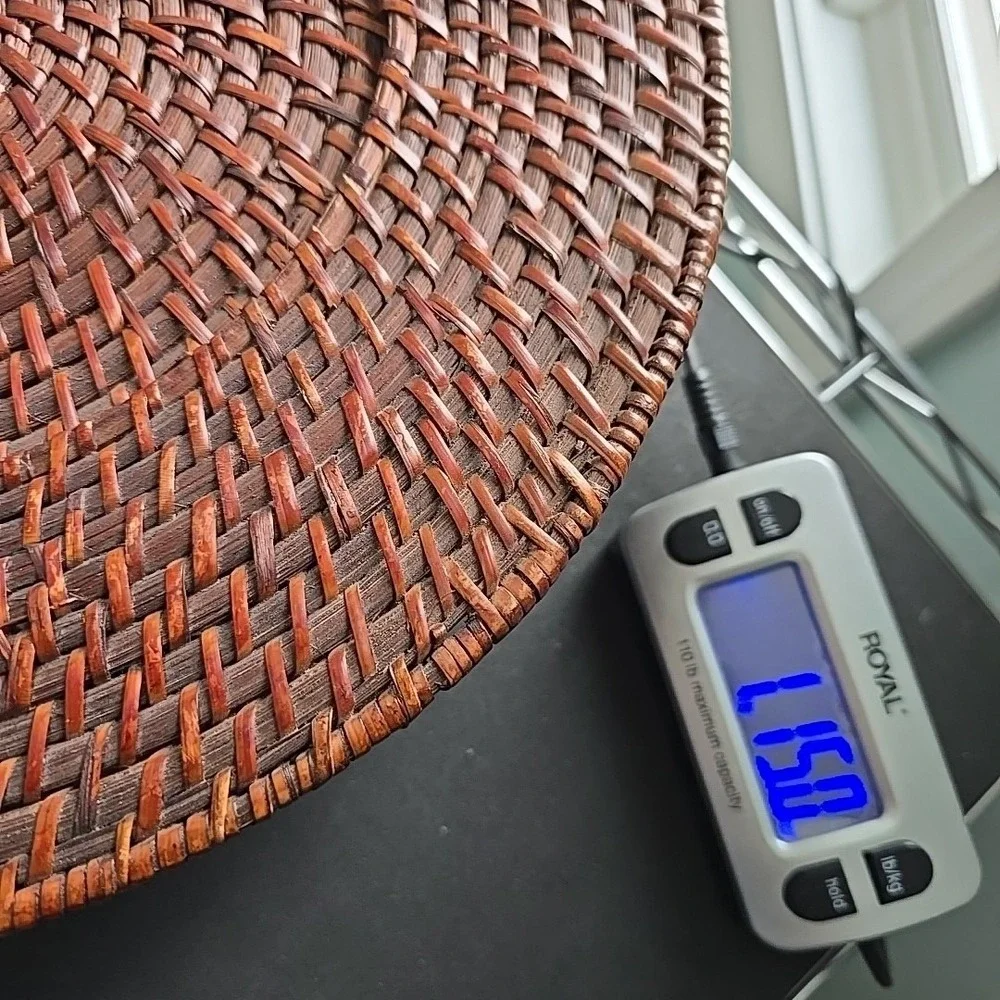 Set of 3 Woven Rattan Charger Plates Dark Brown Wicker 13 Inch Round Table Decor